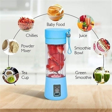 Rechargeable Portable Mini Juicer Blender – 6 Blades, 380ml Outdoor Juicing Cup [Random Color]
